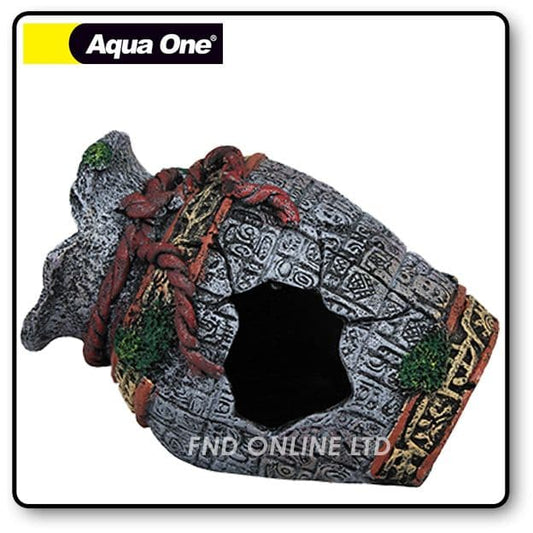 Decorative Jug Aquarium Fish Tank Urn Ornament Broken AZTEC VASE AQUASCAPE 36755