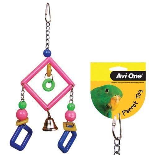 Bird Toy Acrylic 3 Diamonds Bell 20cm L (22563)