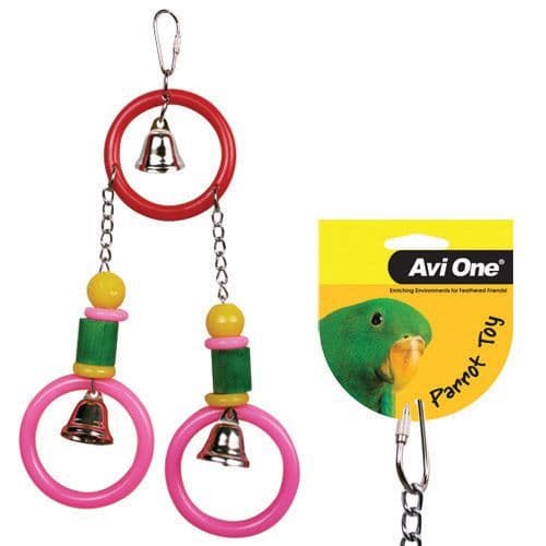 Bird Toy Acrylic 3 Rings 3 Bells 25cm L (22564)
