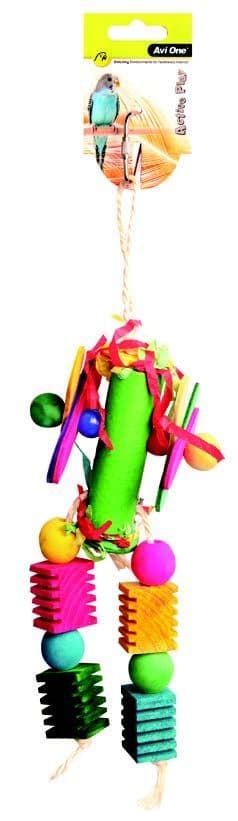 Bird Toy Paper Roll With Wooden And Plastic Beads 32cm (22414)