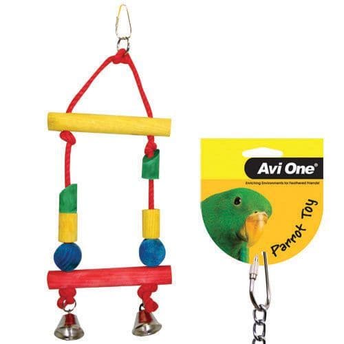Parrot Toy Block Swing With Bells Small 34cm L (22576)